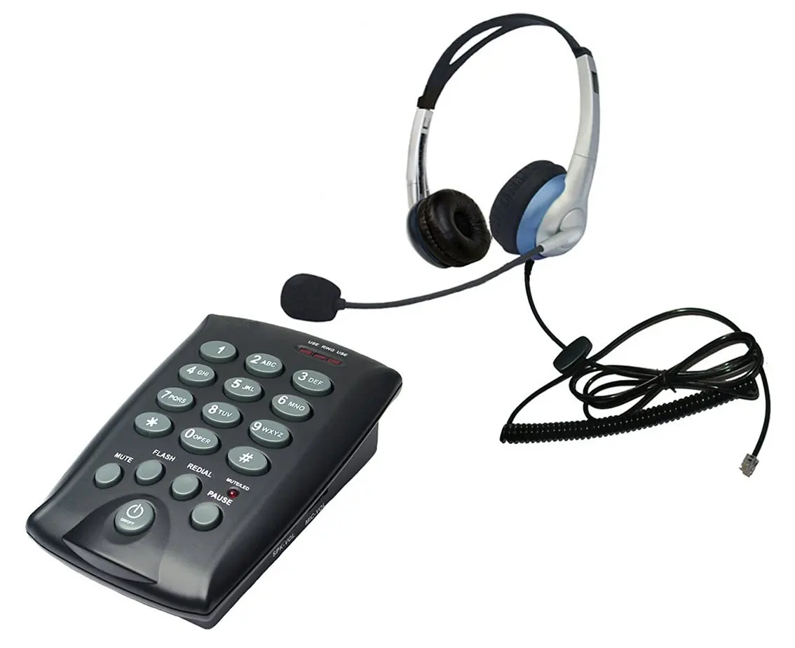 Voistek Call center Binaural headset telephone with keypad Dialpad with mute redial flash button (K20CHT800)