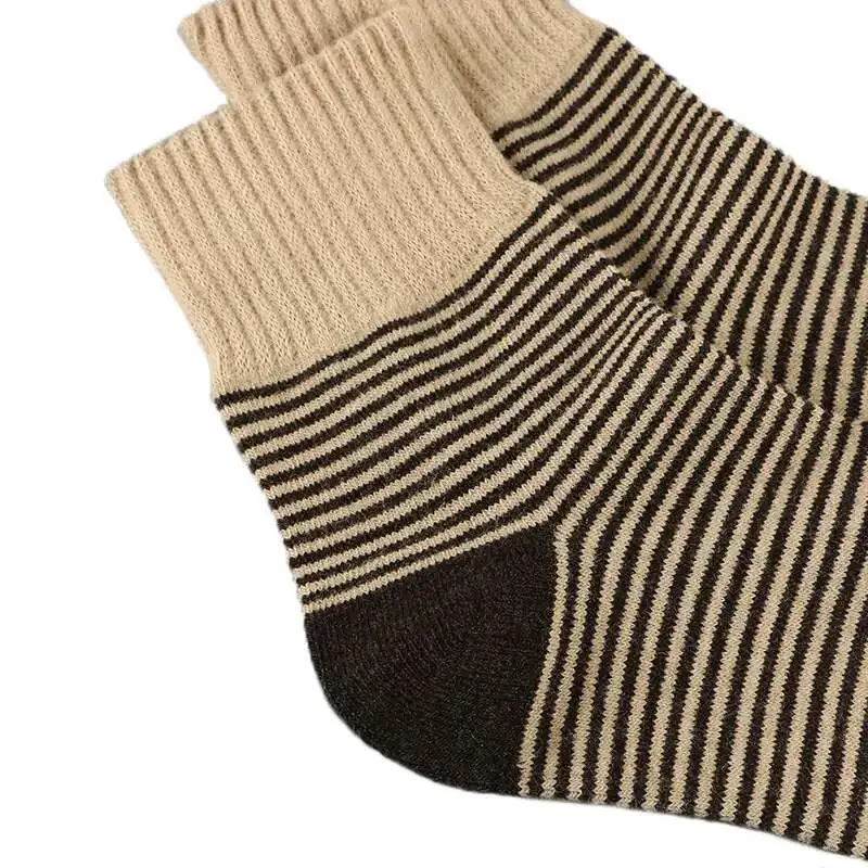 2019 Wool Socks Men'S Autumn And Winter Warm Stripes Black Ankle Socks