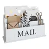 Wooden Mail Organizer 3 Tier White Desk Organizer Rustic Country Mail Sorter Kitchen Counter Organizer Mail Holder
