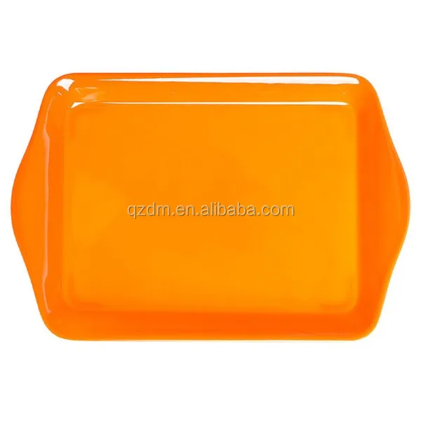Orange Color Melamine Small Tray With Handle 8 Inch