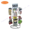 Rotating metal countertop wire spinner display rack with hooks