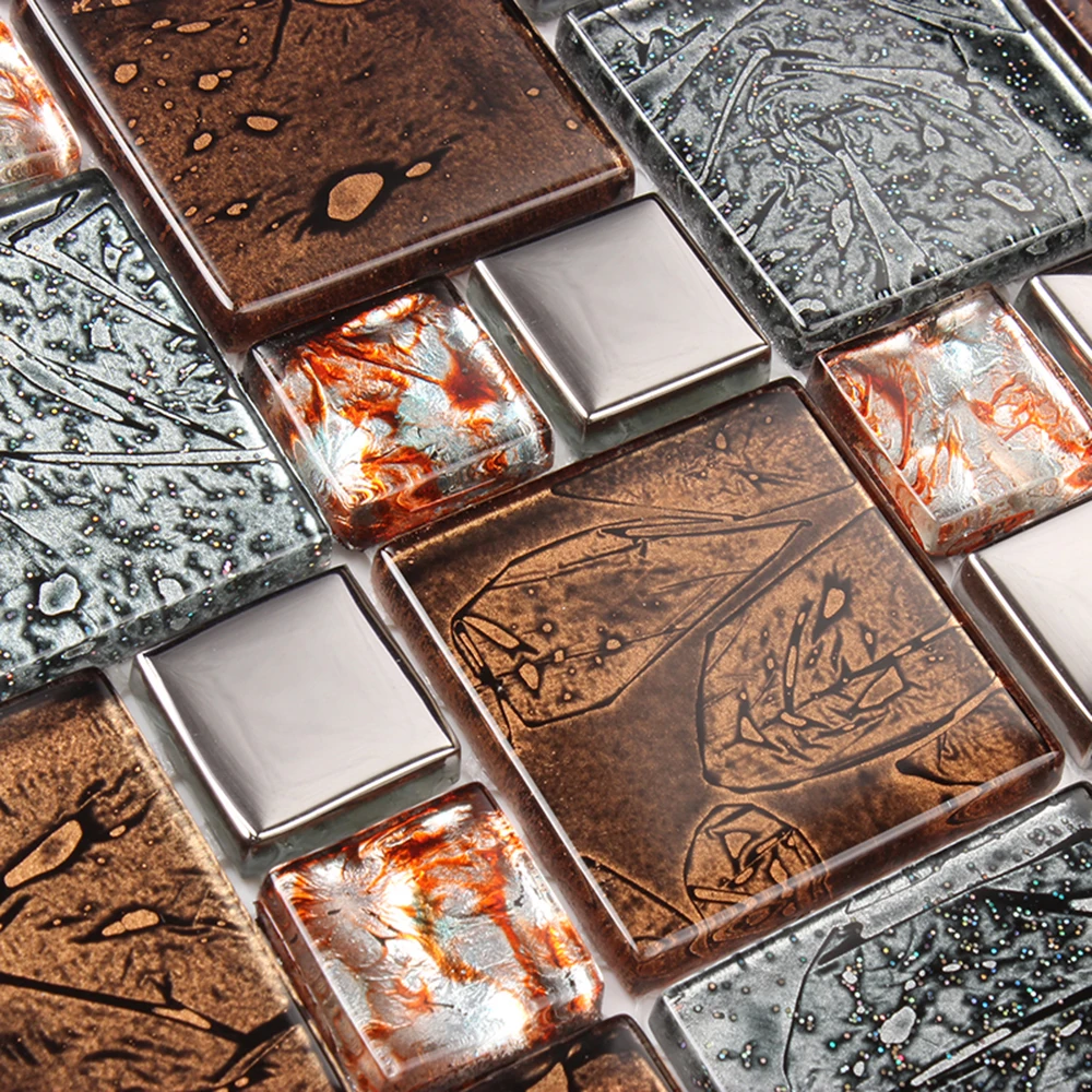 Luxe stijl glasmozaïek wanddecoratie populaire patroon 3d ontwerp ...