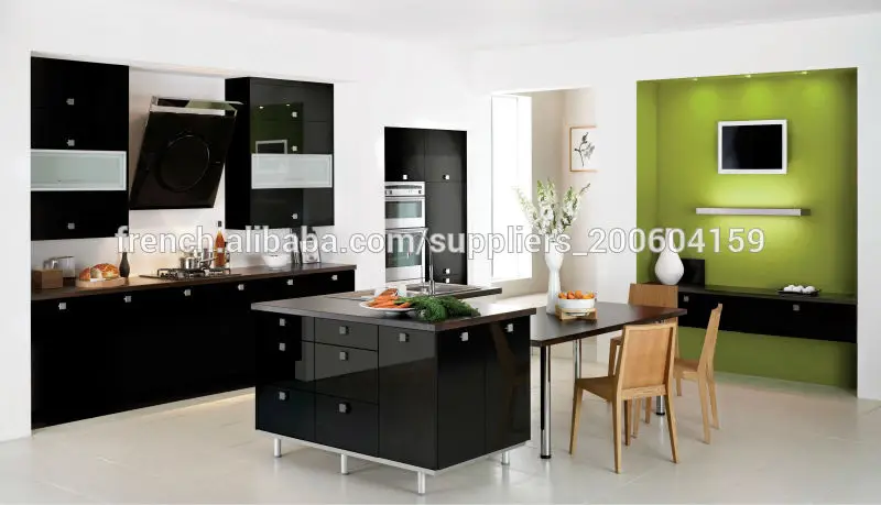 Armoires de cuisine moderne de couleur noire dj k293 armoire de ... Cuisine moderne noire