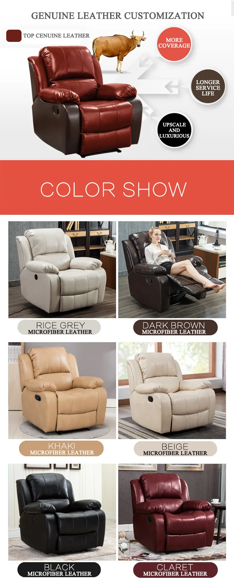nitaly leather recliner sofa