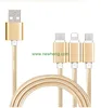 Fast charging 3 in 1 multi port smart phone usb nylon cable charger for iphone Android Type C
