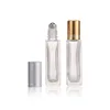 Wholesale custom 10ml 15ml 20ml clear square screw top glass perfume roll on spray glass bottles with gold caps