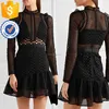 Wholesale women ruffled organza-trimmed guipure lace mini dress TW2238D