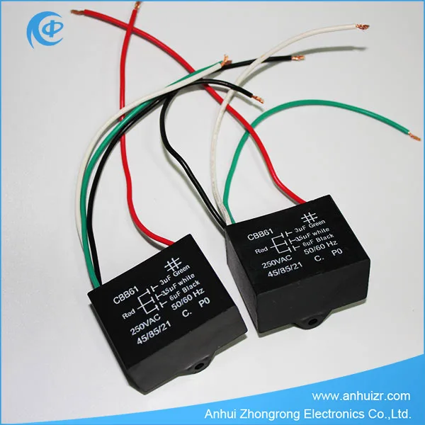 CBB61 Condensador del ventilador Doble Condensador Tres Cbb61 Doble Ventilador De Techo 2 Alambre De Condensador De