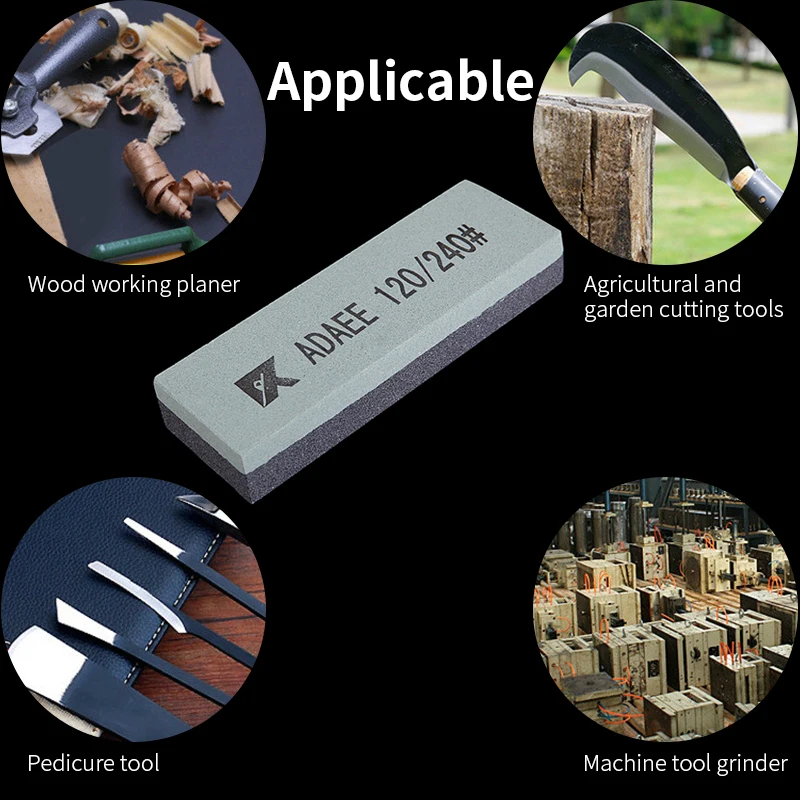 Adaee 4" 120/240 Grit Portable Fine/coarse Combination Sharpening Stone Material Aluminum Oxide