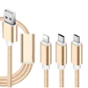 Hot selling Customized Logo Black/Silver/ Gold Braided Micro Cable, 3 in 1 Cheap Nylon Braided USB Cable for Iphone for Micro