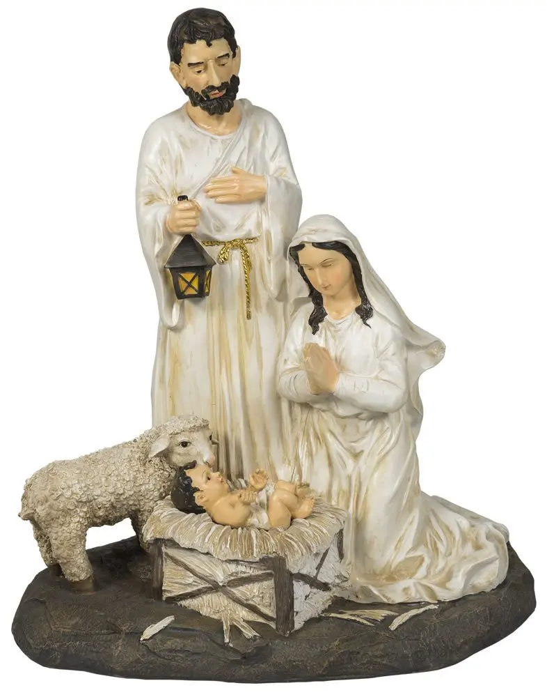 white resin outdoor nativity set