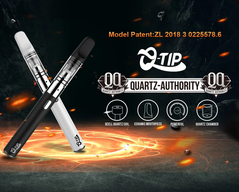 Airistech Qtip Advanced Wax Pen Vaporizer Qcell Fritted Glass Quartz Coil 510 Thread Portable