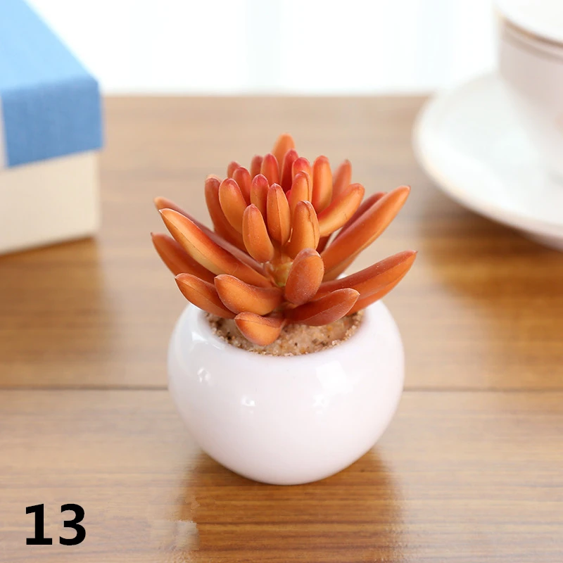 White Ceramic Potted Artificial Plastic Small Succulent Plants Outdoor