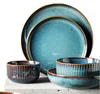 Special blue round exclusive moroccan porcelain dinnerware set dinner plate and bowl