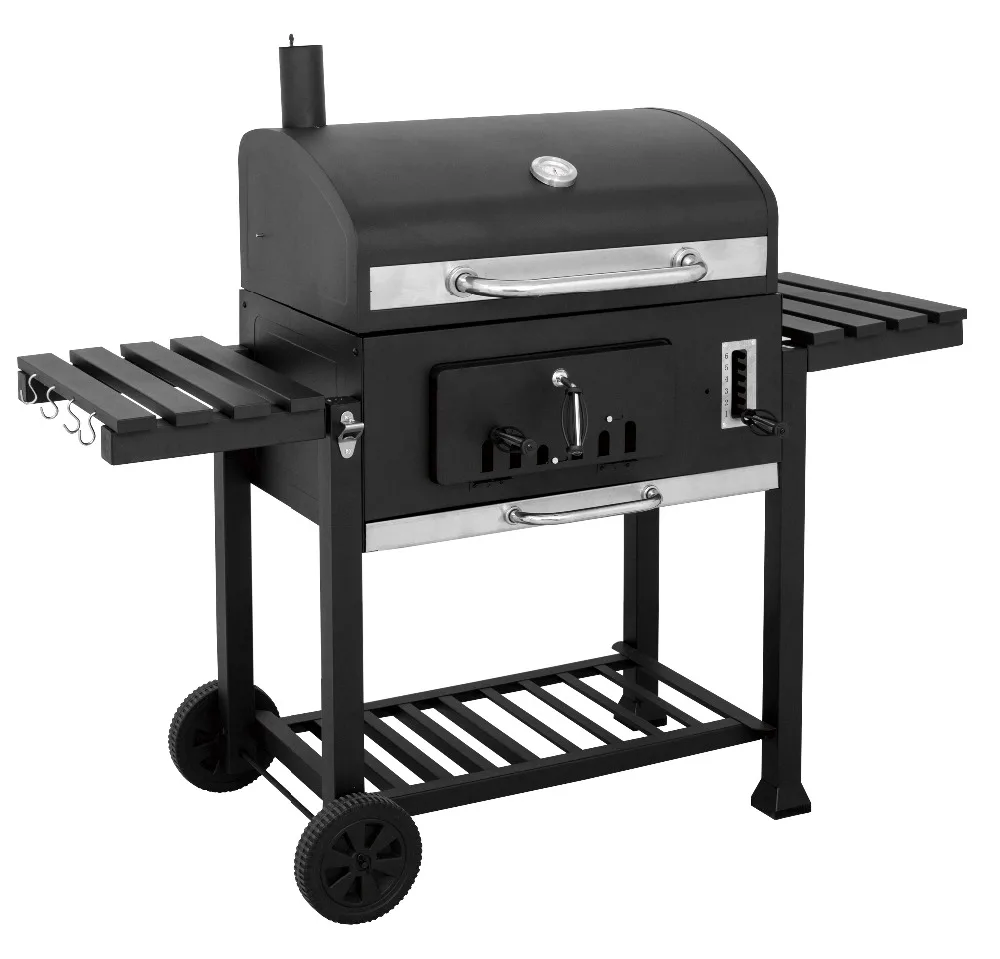 Outdoor bbq houtskool grill met 2 side houten tafel voor duitsland ...