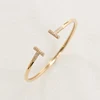 Custom Wholesale Brass Zircon CZ Cuff bracelet T Bangle for Women Jewelry