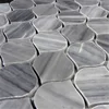 Bardiglio gray marble mosaic tile with lantern chip designs