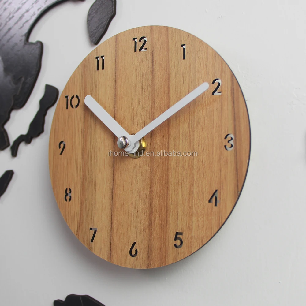 136cm 2023 World Map Clock Wood Big Home Decoration Modern Wall Clock