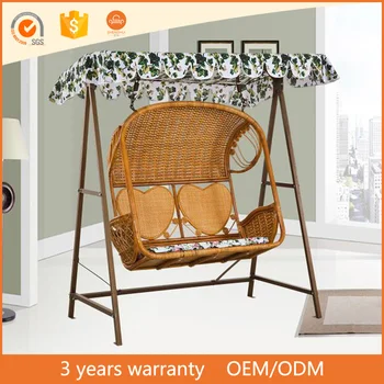 High Quality Cane Two Seat Garden Patio Hanging Canopy Free Standing