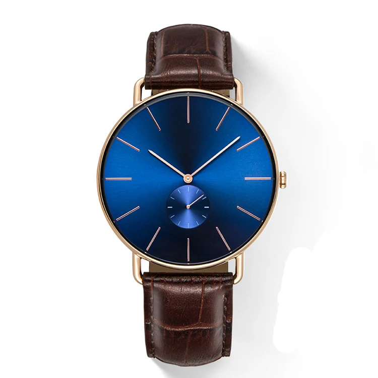 Wholesales matte black face italian leather watch straps japan movt quartz sr626sw mens custom logo watch made in china
