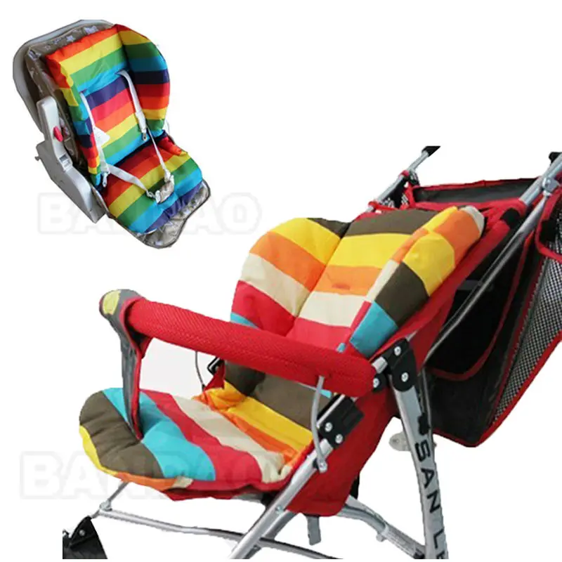 waterproof baby Stroller Cushion Stroller Pad Pram Padding Liner Car Seat Pad Rainbow general cotton thick