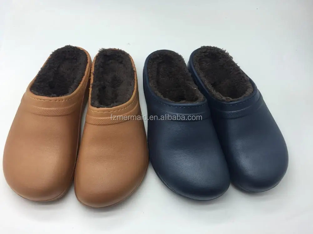 Men/women Clogs with Fur,warm Winter Indoor Clog slippers ,Unisex Kids Eva Clogs