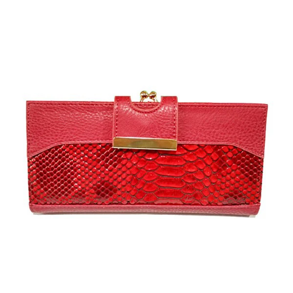 Red Color Lady Snake Leather Wallet Clutch Purse,Pu Women Clutch Wallet,Clutch Money Bag With ...