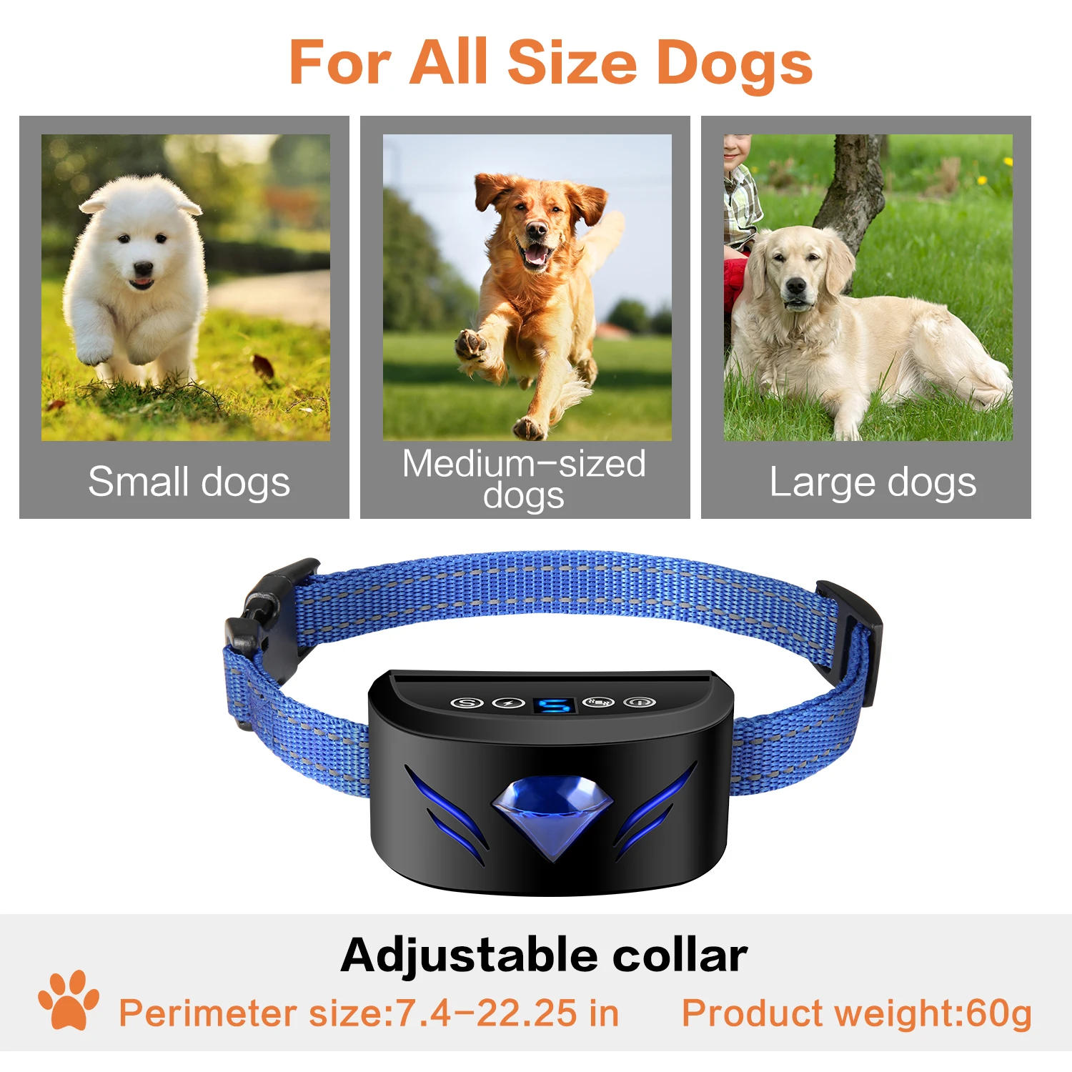 Amazon top seller 2019 New pet training products diamond shape dog barking collars anti bark dog collar with night light