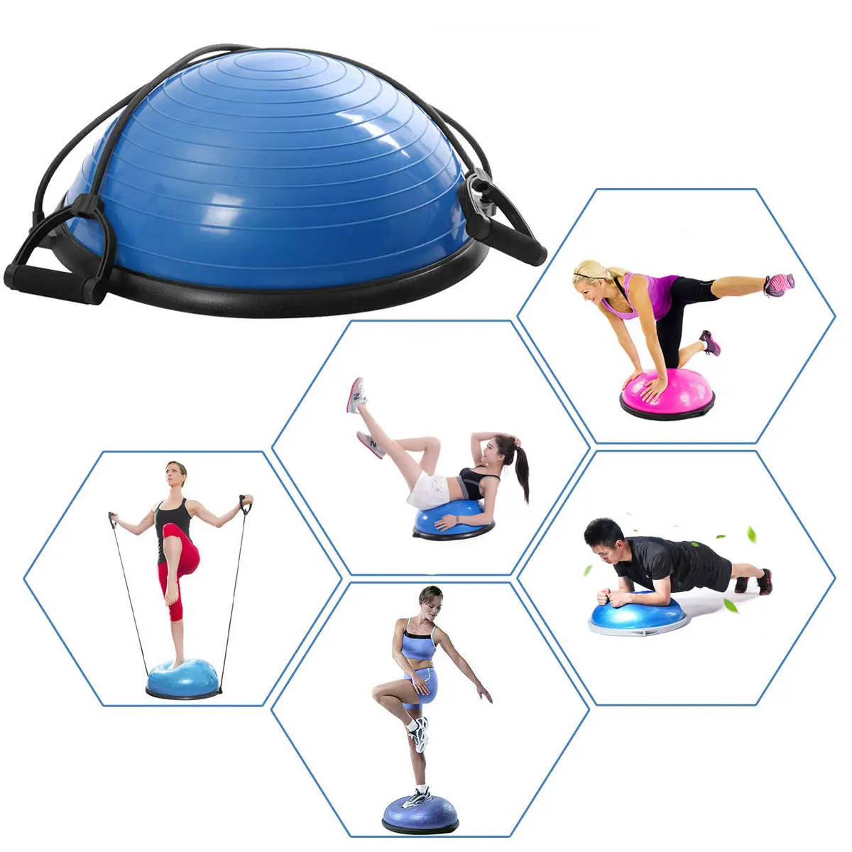 Custom Printed Premium Quality balance board ball with Base and resistance band