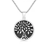 New Products Idea Zinc Alloy Silver Tree Design Coin Custom Black Enamel Disc Necklace