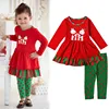 SEV.WEN Infant Baby Dress Cute Baby Rompers Girls Tutu Dress Christmas Baby Girls Long Sleeve Dress Pant 2pcs kids Clothes Set