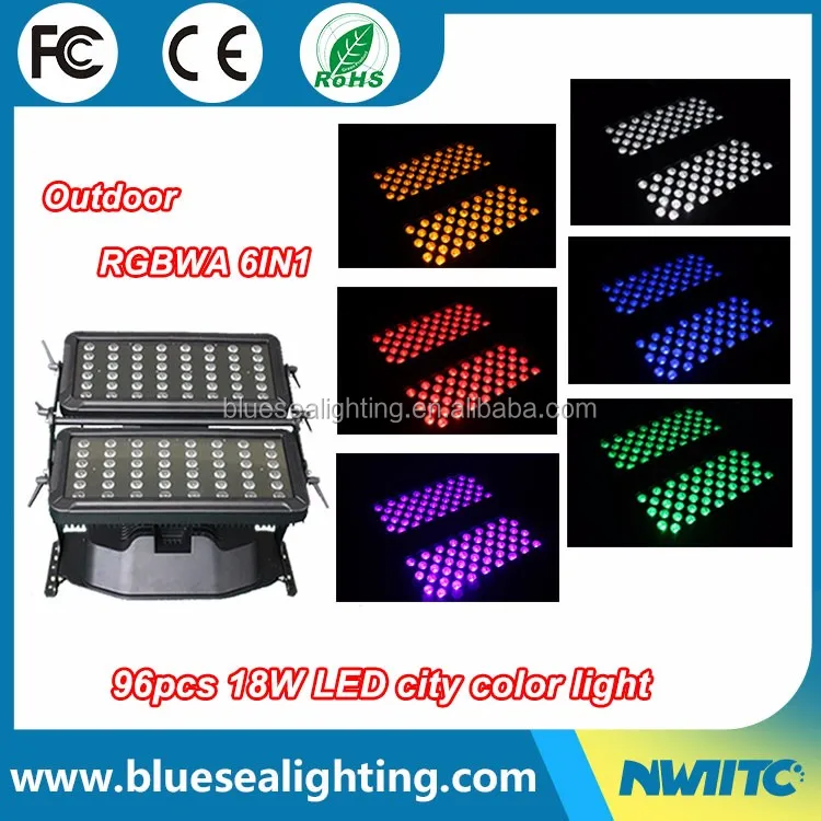 C-8 Professional DMX 96pcs 18w RGBWA AU 6-in-1 LED Stage Lights KTV City Color Beam Effect UV Red Blue White Green  Emission