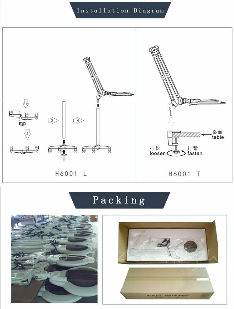 Folding loupe lamp magnifier skin inspection magnifying glass for beauty salon