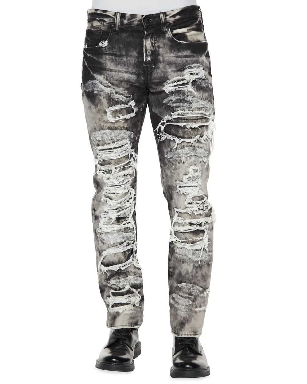 Destroyed And Distressed Man Denim Jeans,Black/white - Buy Distressed ...
