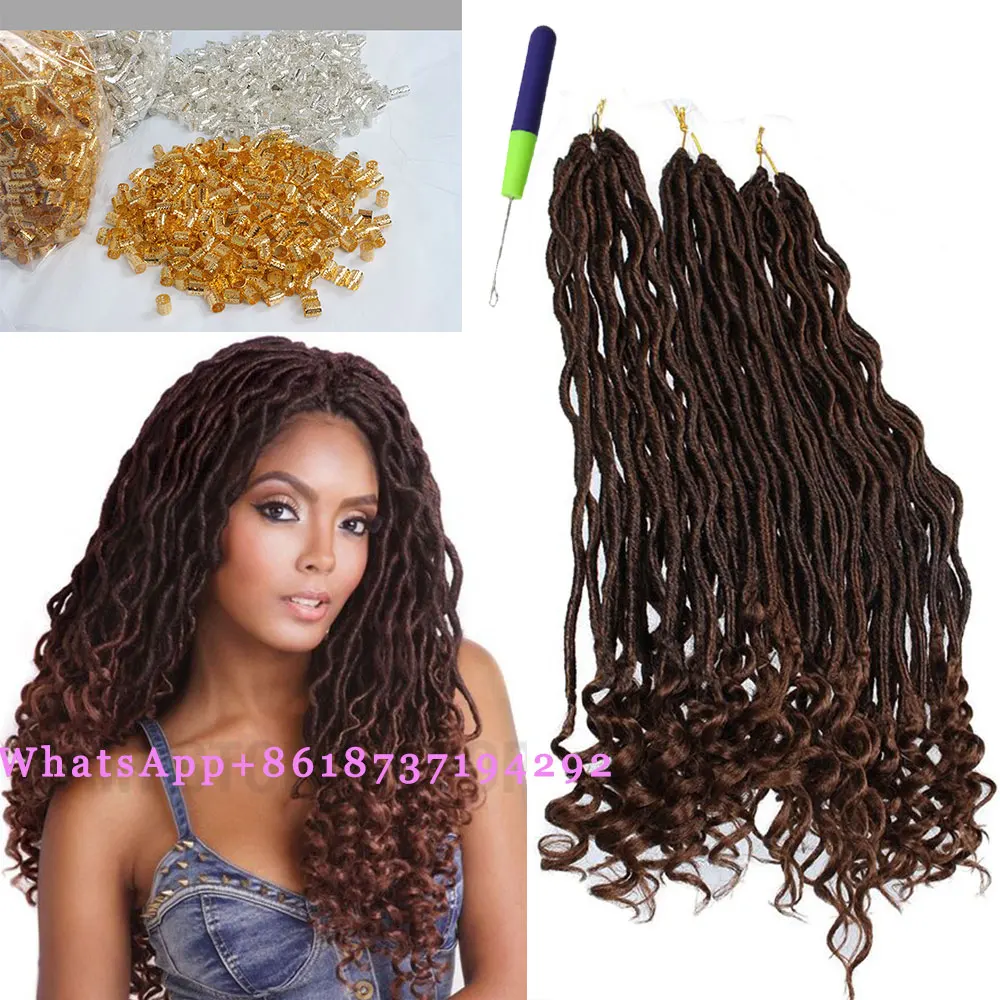 Goddess Faux Locs Curly Crochet Hair 24 Roots Ombre Crocheted Braids