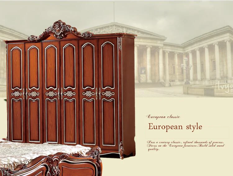 five door wardrobe Antique white European whole wardrobe French rural furniture p10238