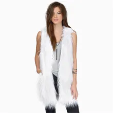2015 Autumn Winter Women Vest Coat Black/White XS~XXL Europe And America OL Temperament Slim Faux Fur Waistcoat Jacket LJ2991