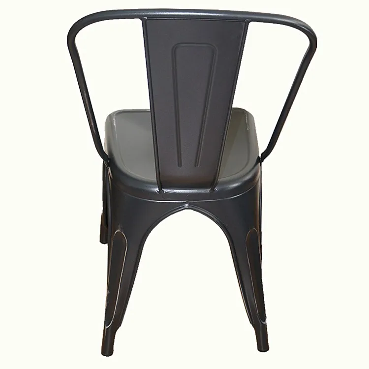 Oem Wholesale Cheap Full Iron Metal High Back Dining Chair Bar Chair Dull Polish Black Antique