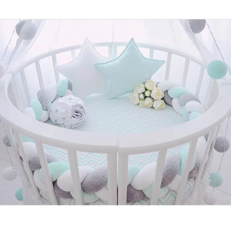 Baby Braided Crib Bumpers Long Knot Pillow Cushion Nursery Bedding