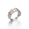 Women Fine Jewelry Personalized Bear Shaped Stainless Steel Tri Color Female Ring Bands