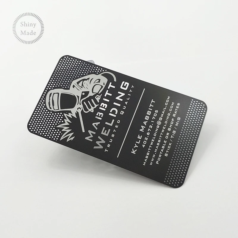 Custom Stainless Steel Business Card Laser Cut Matt Black Metal Card