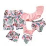 Pink 2 Peace Bikini Ruffles Floral Swimwear Family