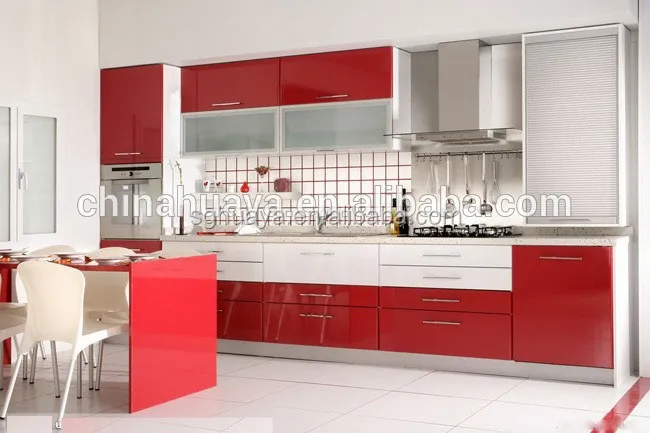 Estilo moderno de alto brillo lacado mueble cocina puerta de ...