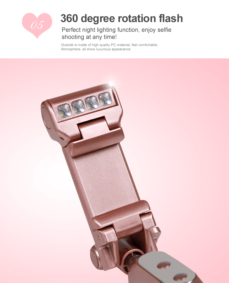 Hottest product RK-04 Portable Mini selfie stick with cable, cable selfie stick with universal phone stand 