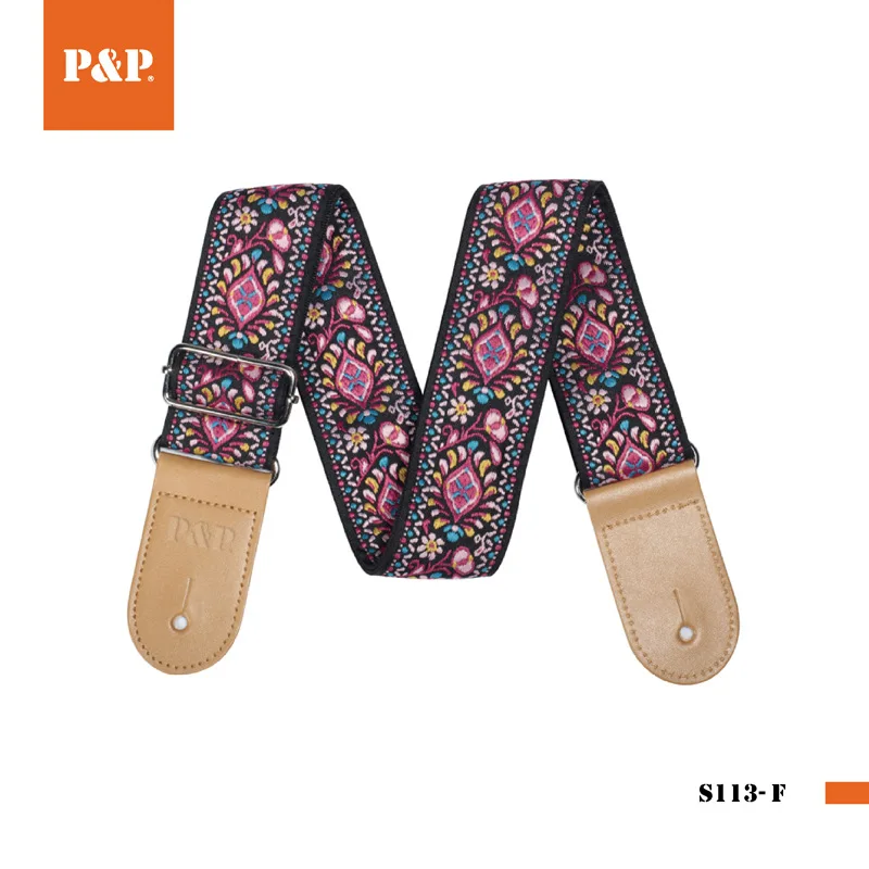 Amazon Ebay Hotsale National Style Guitar Belt Custom Embroidery Jacquard Guitar Strap wholesale