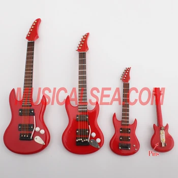Miniature Guitar Model And Pins Christmas Tree Ornament Musical Instrument Wooden Craft Miniature Guitar Model And Pins Christmas Tree Ornament Musical Instrument Wooden Craft