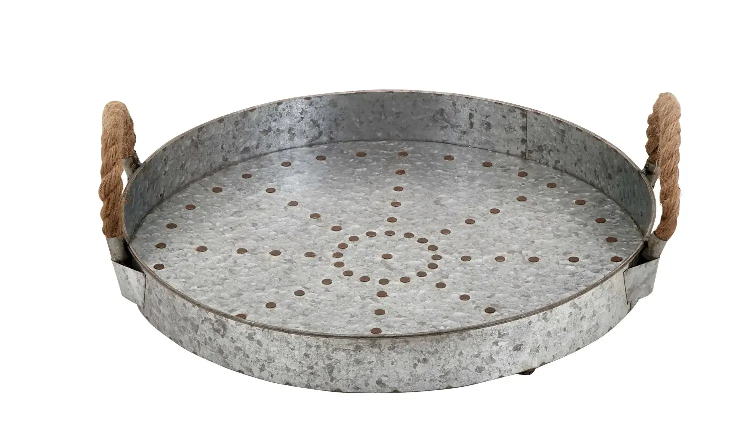 Plutus Brands Galvanized Rope Tray Designed with Great Finesse
