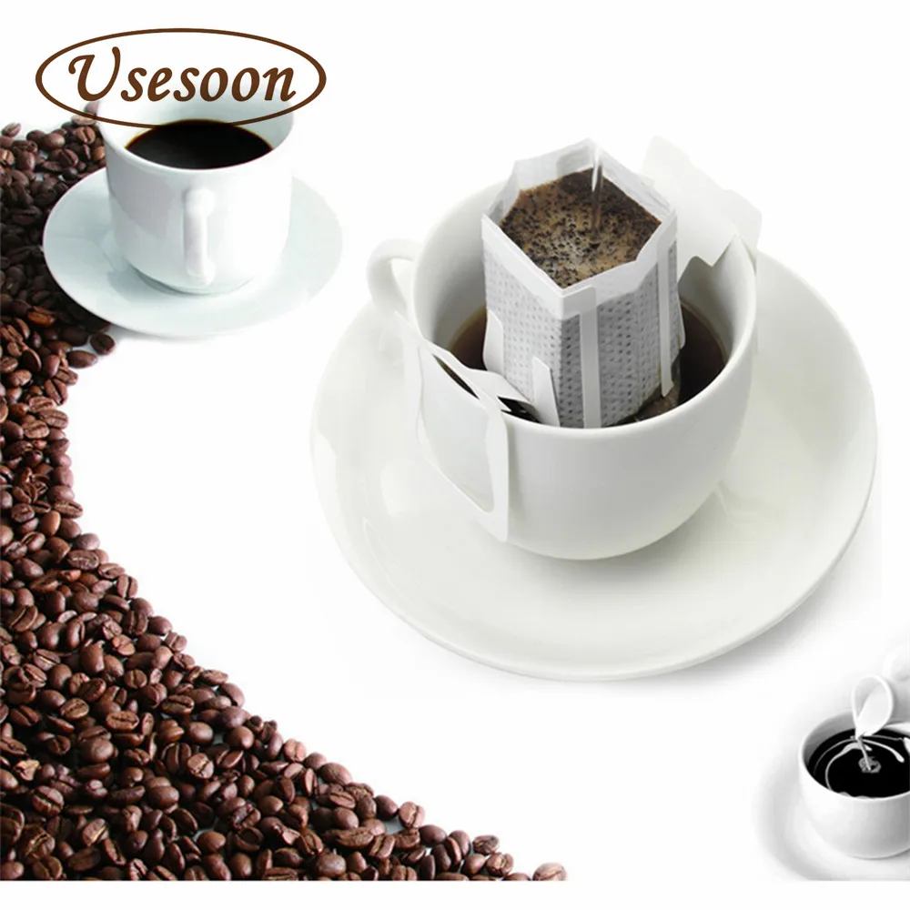 50pcs Portable Coffee Filter Bags Dripper Drip Bag Filters Hanging Ear White