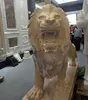 Beige natural marble vividly outdoor antique marble lion statues for sale