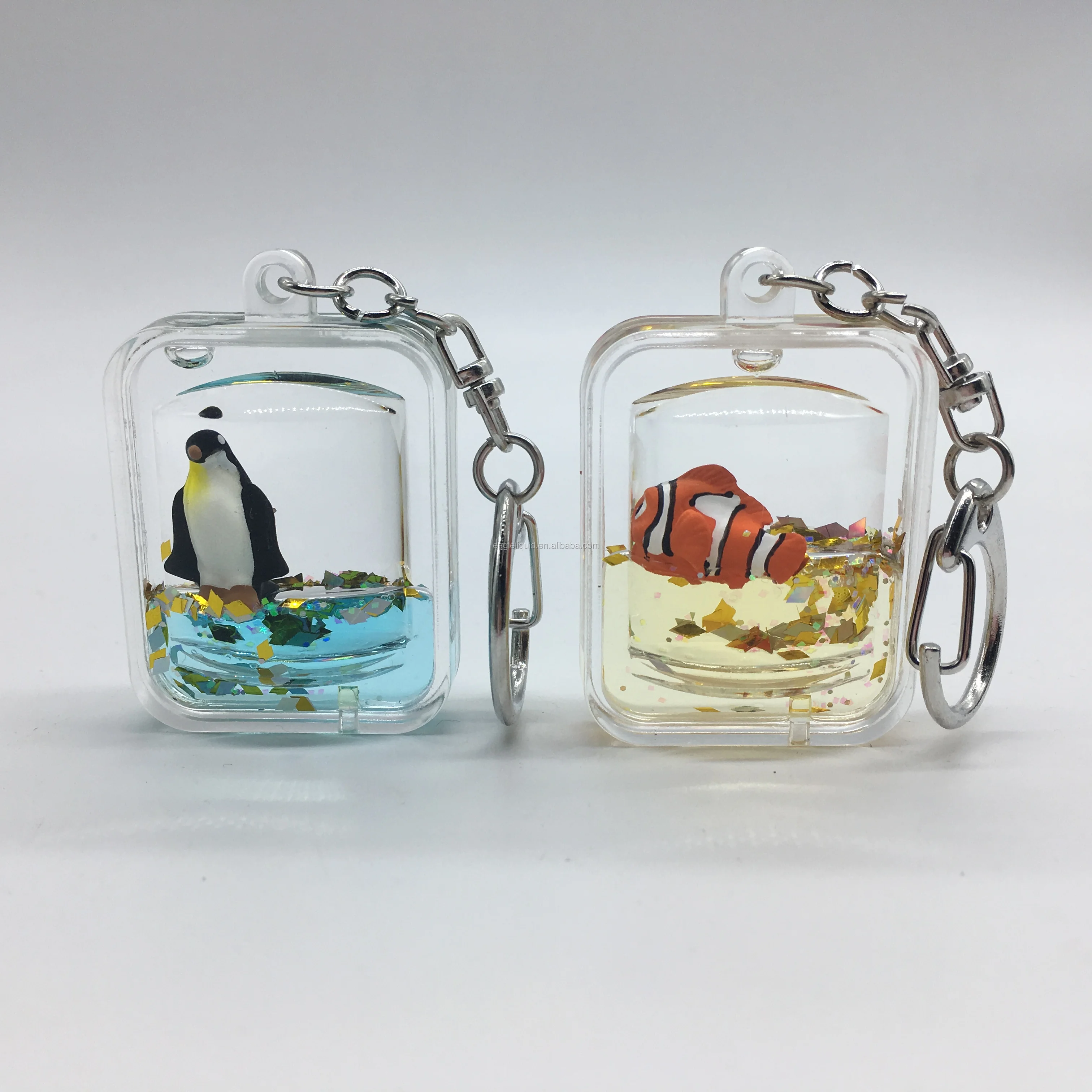 Oem Acrylic Liquid Keychains Custom Novelty Water Oil Floating Keyring
